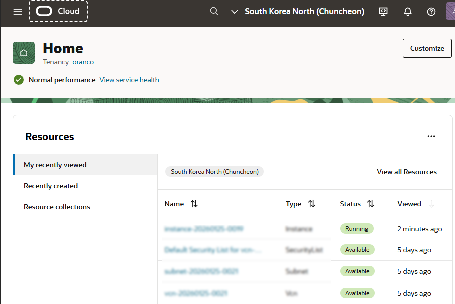 오라클 클라우드 인스턴스 생성 이미지