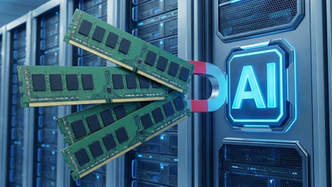 AI 서버 수요 폭증으로 인한 일반 PC용 메모리 수급 부족 현상을 상징하는 이미지