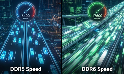 DDR6 성능 변화 후 데이터 고속도로가 얼마나 넓어질지 보여주는 비유