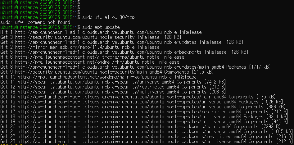 ufw 설치전 apache update